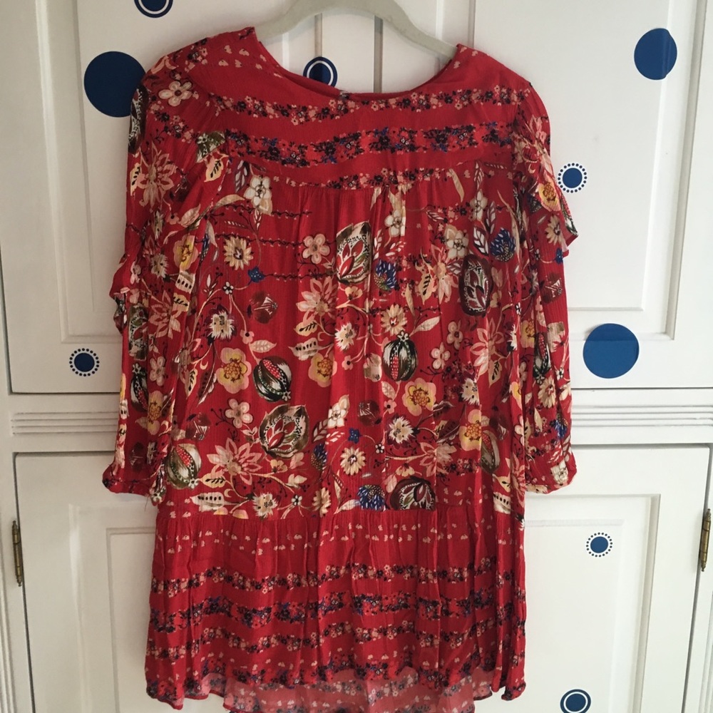A red floral, fancy nice quality Zara dress